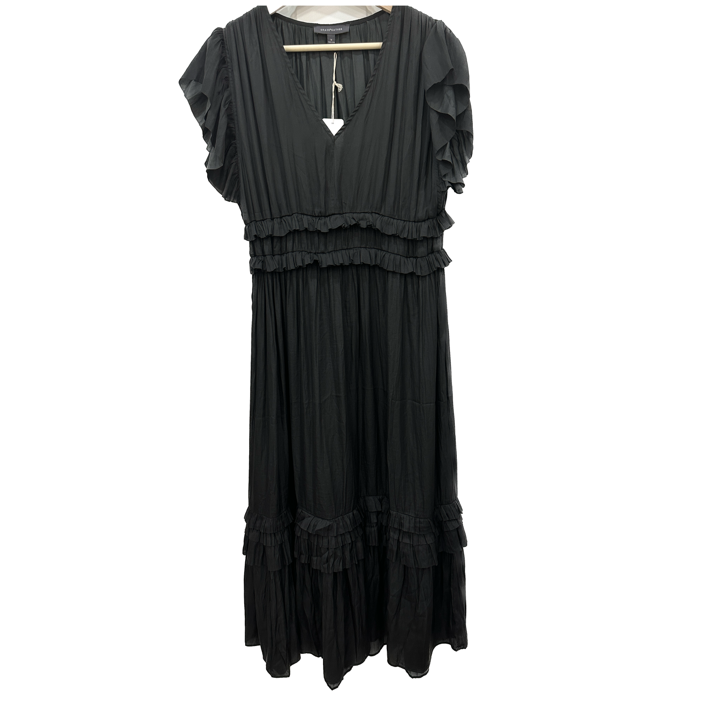 Ruffle Satin V-neck Dress
