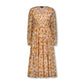Floral Printed Smocked V-neck Dress with Ruffle