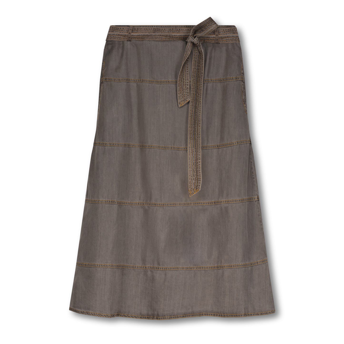 Black Chambray Skirt with Detail and Tie