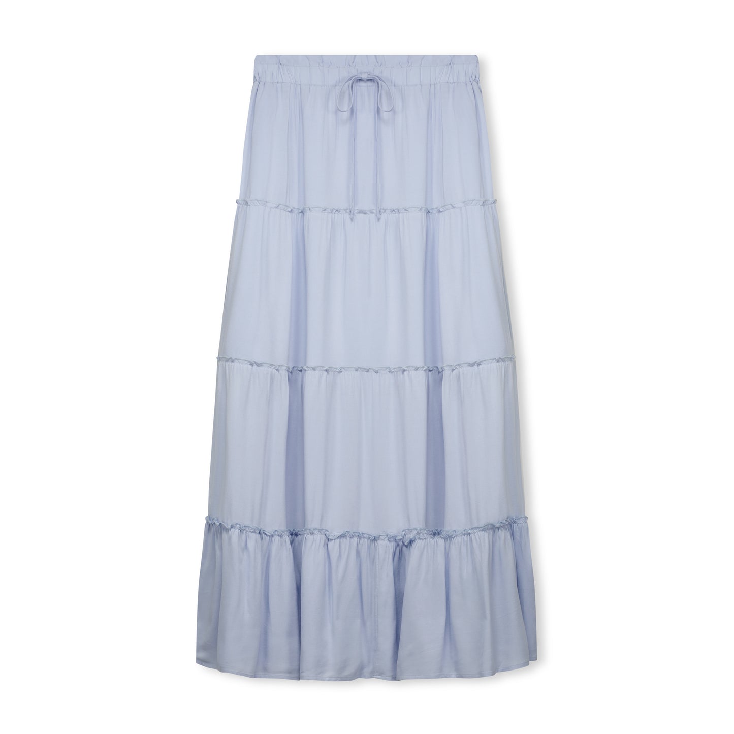 Ruffled Tiered A-line Midi Skirt