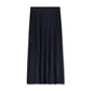 Navy Chiffon High Waist Pleated long Skirt