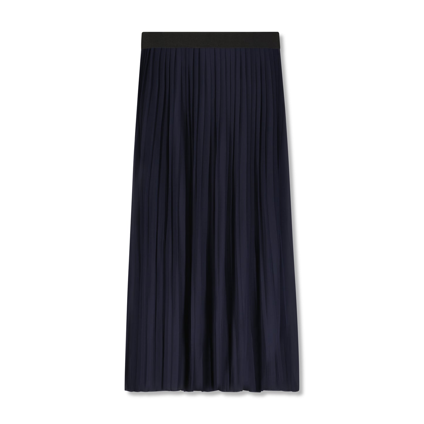Navy Chiffon High Waist Pleated long Skirt